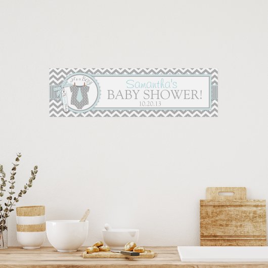 Poster Baby Boy Cravate Chevron Imprimer Baby shower bann (Cuisine)