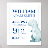 Poster Baby Boy Dinosaur Faire-part de naissance personna (Devant)