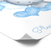 Poster Baby Boy Elephant Baby shower Favoriser Table Sign (Coin)