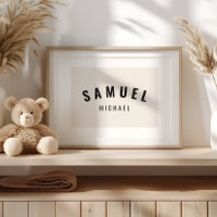Baby Boy Nom personnalisé Imprimer Art neutre mini