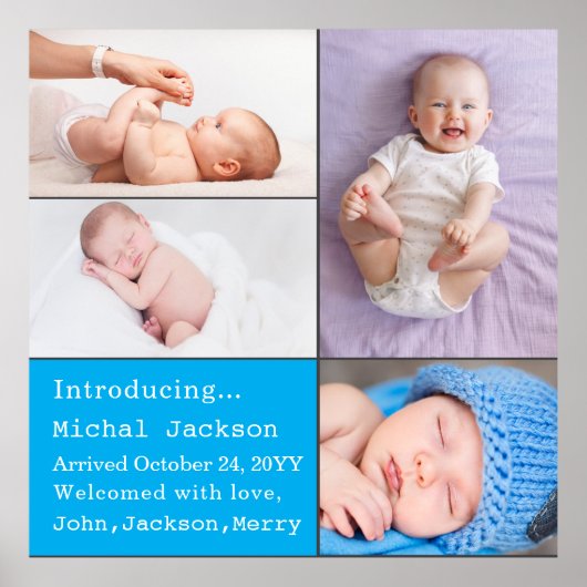 Poster Baby Boy Nouveau-né Photo Faire-part de naissance  (Devant)