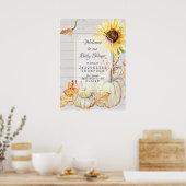 Poster Baby Boy Shower Welcome Fall Citrouille Sunflower  (Cuisine)