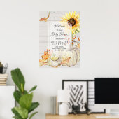 Poster Baby Boy Shower Welcome Fall Citrouille Sunflower  (Bureau à domicile)