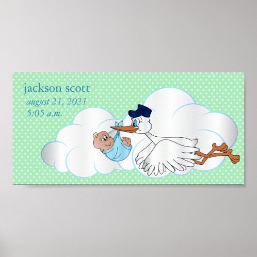 Poster Baby Boy Stork (Devant)