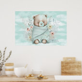 Poster Baby Boy Teddy Bear Enveloppé Dans Une Couverture (Cuisine)