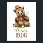Poster Baby Boys Room Art - Little Cowboy Bear Watercolor<br><div class="desc">Little cowboy bear kid's room poster</div>