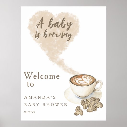 Poster Baby brasse Welcome café baby shower fête (Devant)