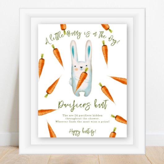 Poster Baby Bunny - baby shower de chasse à la Pacifier