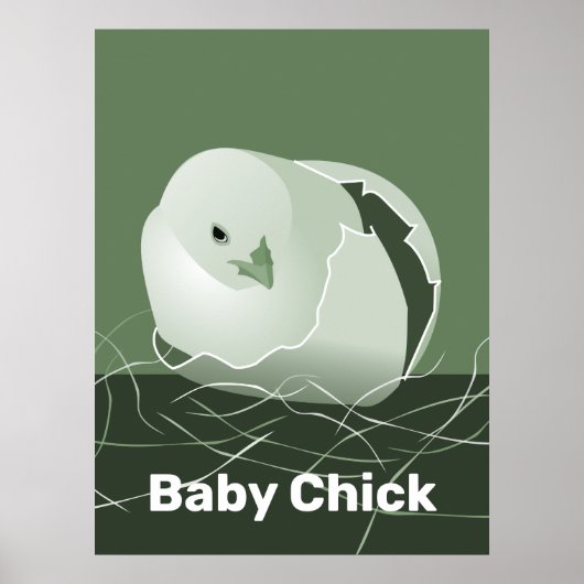 Poster Baby Chick Green Kitchen Wall Art (Devant)