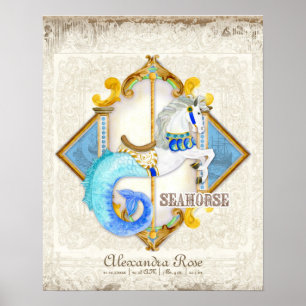 Poster Baby Circus Imaginaire Seahorse Carousel Vintage