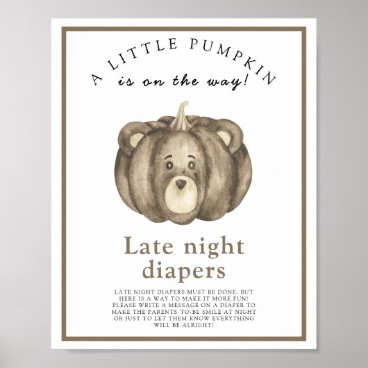 Poster Baby Citrouille Bear Late night couches jeu (Devant)