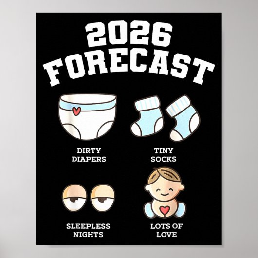 Poster Baby Coming Soon 2026 Forecast Baby Shower Funny N (Devant)