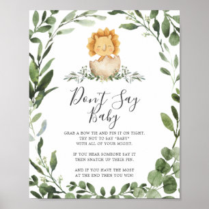Poster Baby Dinosaur Baby shower Ne pas dire Baby Sign