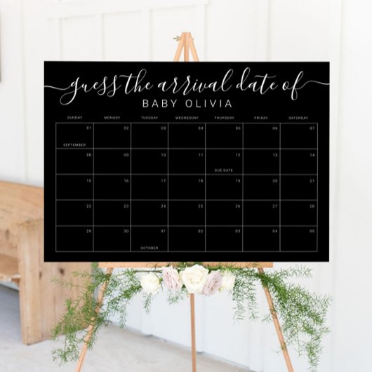 Poster Baby Due Date Calendar Sign Guess the BirthdayGame
