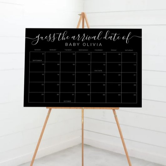 Poster Baby Due Date Calendar Sign Guess the BirthdayGame