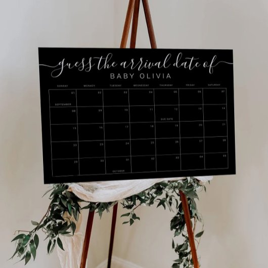 Poster Baby Due Date Calendar Sign Guess the BirthdayGame