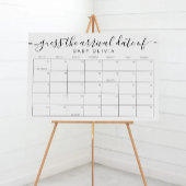 Poster Baby Due Date Calendar Sign Guess the BirthdayGame