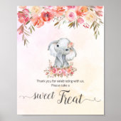 Poster Baby Elephant Baby shower Sweet Treat (Devant)
