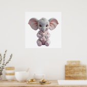 Poster Baby Elephant Holding Toy – Cute Nursery (Cuisine)