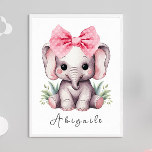 Poster Baby Elephant Nursery Wall Art - Nom Imprimer