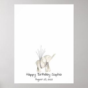 Poster Baby Elephant Thumbprint Livre d'invités