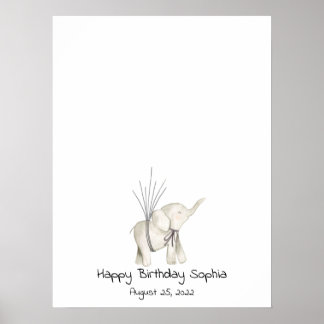 Poster Baby Elephant Thumbprint Livre d'invités