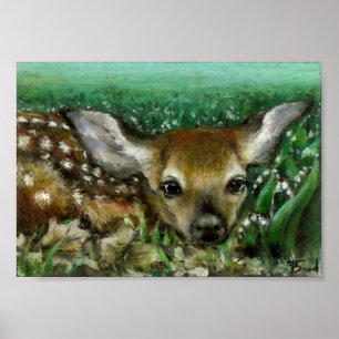 Poster Baby fawn et lys de la vallée imprimer