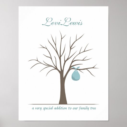 Poster Baby Fingerprint Tree - Blue (Devant)