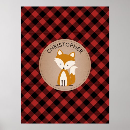 Poster Baby Fox Plaid Infirmière personnalisée (Devant)