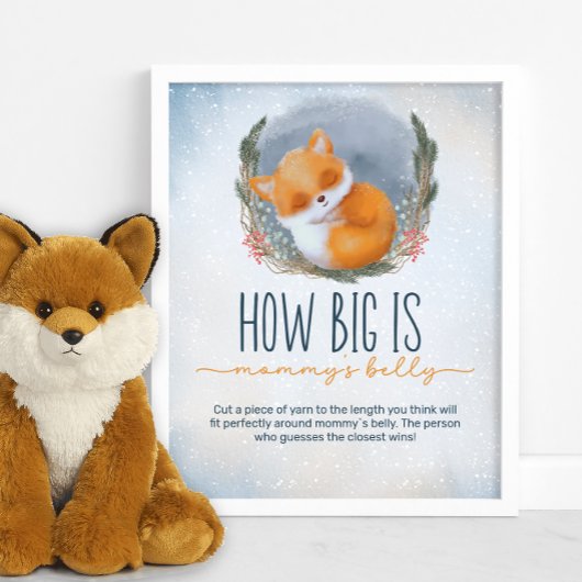Poster Baby Fox Winter quelle taille est le jeu du ventre