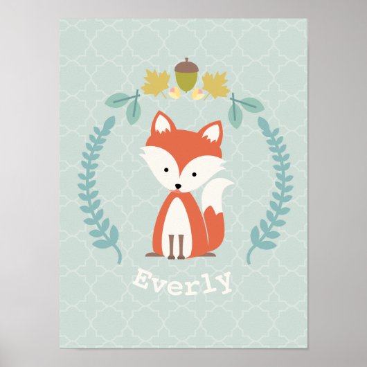 Poster Baby Fox Wreath Infirmière personnalisée (Devant)