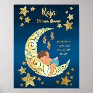 Poster Baby Ganesha with moon and stars