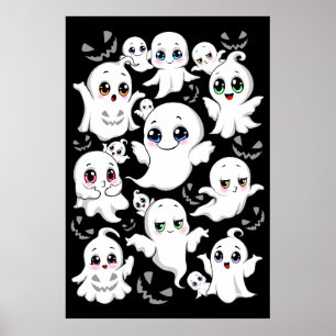 Poster Baby Ghosts Éffrayant mignon Halloween humeur