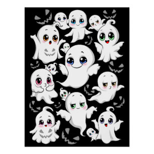 Poster Baby Ghosts Éffrayant mignon Halloween humeur