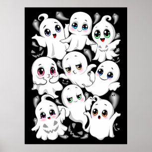 Poster Baby Ghosts Éffrayant mignon Halloween humeur