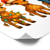 Poster Baby Giraffe Christmas Lights Santa Hat Reindeer W (Coin)