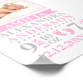 Poster Baby Girl Birth Stats Record Keepsaké Nursery (Coin)