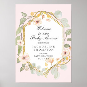 Poster Baby Girl Douche Bienvenue Pastel Fall Floral