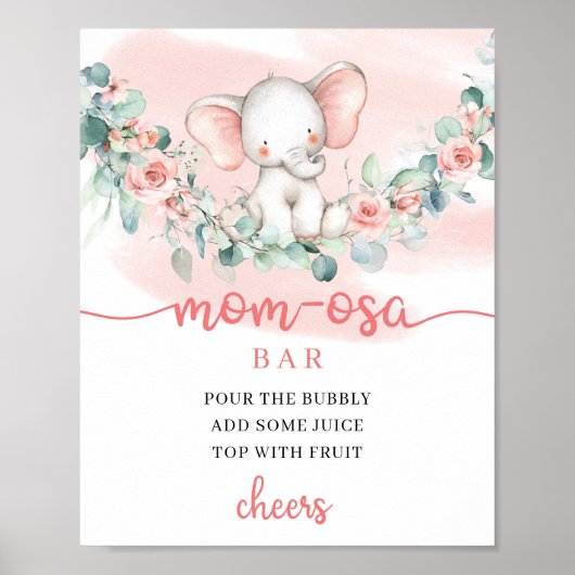 Poster Baby Girl Elephant eucalyptus Maman-osa bar (Devant)