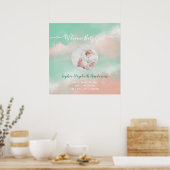 Poster Baby Girl Name Script Birth Stats Nouveau-né Photo (Cuisine)
