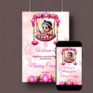 Poster Baby Girl Naming Namkaran Cradle signe de bienvenu
