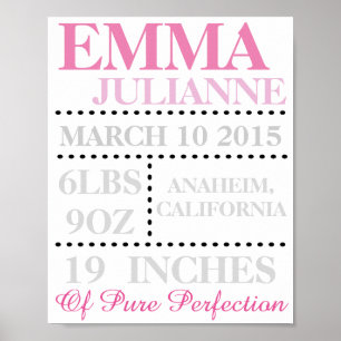 Poster Baby Girl Nursery 8x10 Imprimer
