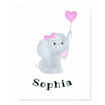 Baby Girl personnalisée Elephant Nursery Wall Art
