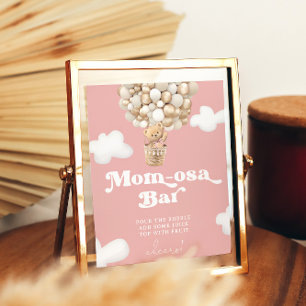 Poster Baby Girl Teddy Bear Balloon Douche Maman-osa Bar