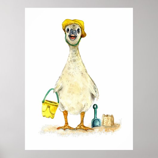 Poster Baby Gosling on the Beach (Devant)