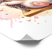 Poster Baby Hedgehog Nursery Aquarelle Bois Animal (Coin)