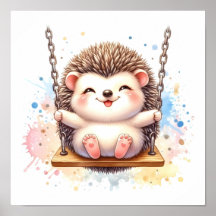 Baby Hedgehog Nursery Aquarelle Bois Animal