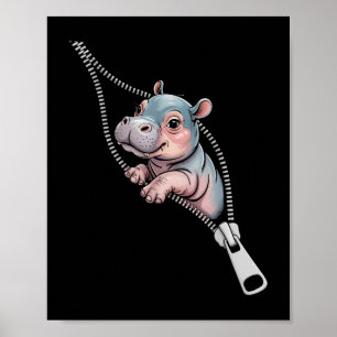 Poster Baby Hippo Apparaît D'Un Costume Drôle Zipper Bo