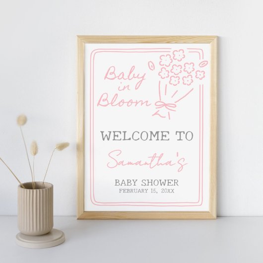 Poster Baby In Bloom Baby Shower Welcome Sign