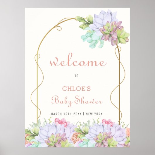 Poster Baby In Bloom Boho Arch Cactus Baby shower Bienven (Devant)